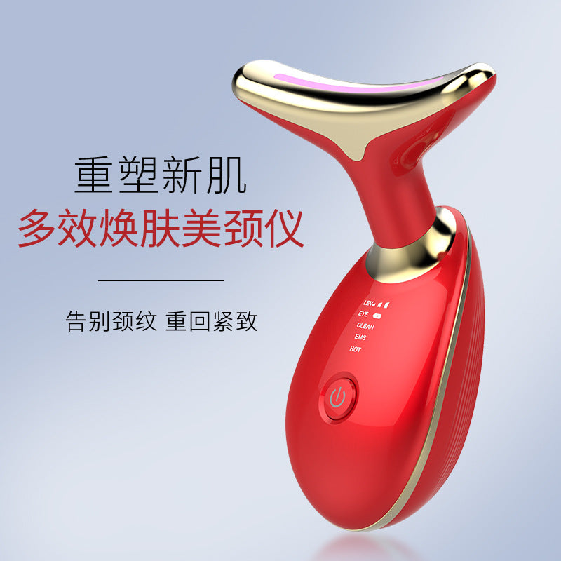 Color light lifting neck beauty instrument neck massager to remove neck lines charging vibration heat compress light lines beauty instrument